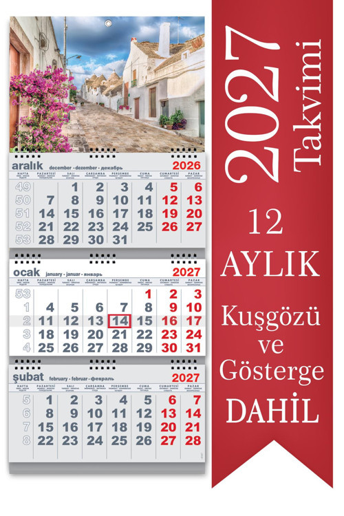 2027 Büyük Boy Gemici Takvimi Denizci Duvar Takvimi Gri Renk 33x77,5 cm