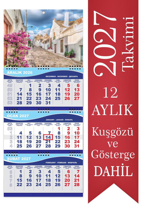 2027 Orta Boy Gemici Takvimi Denizci Duvar Takvimi 31x70 cm