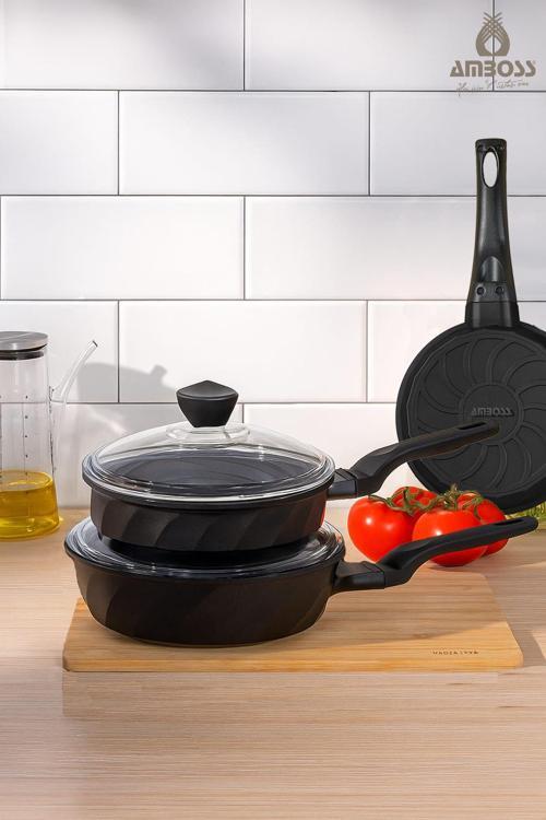 Vento 6 Parça Döküm Cam Kapaklı Tava 18-22-26 cm