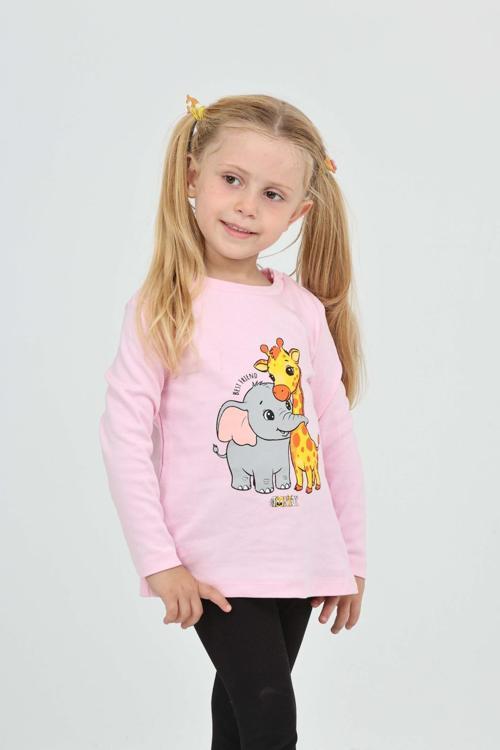 Toontoy Kız Çocuk Zürafa Fil Baskılı Sweatshirt