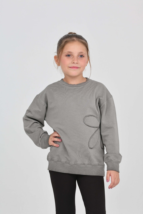 Toontoy Kız Çocuk Çiçek Nakışlı Sweatshirt