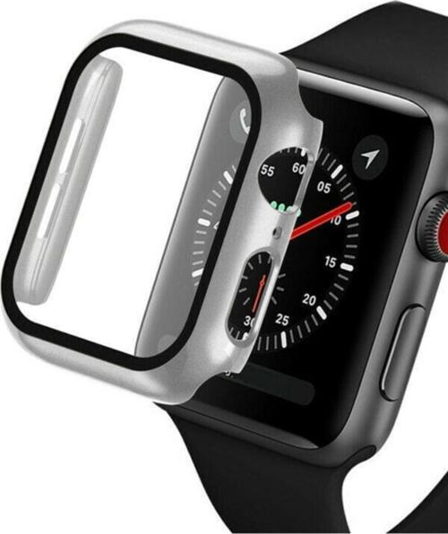 Apple Watch 40mm Için Tpu Çerçeveli Ekran Koruyuculu Ön Çerçeve Kılıf Gümüş