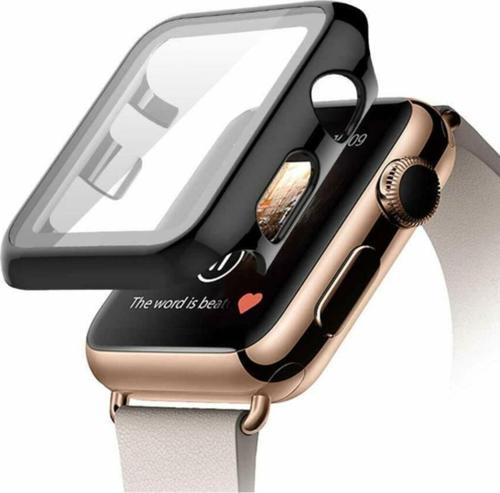Apple Watch 40mm Için Tpu Çerçeveli Ekran Koruyuculu Ön Çerçeve Kılıf Siyah