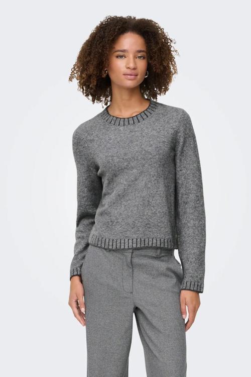 Kadın Onlfına Bisiklet Yaka Yünlü Örme Kazak 15350496 Gri