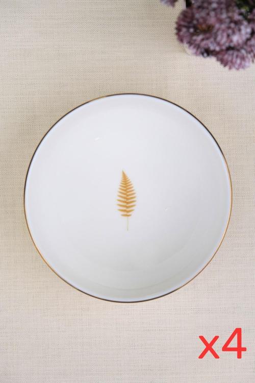 Porselen Natura Fern Altın Yaldız Kase 13,50cm 4 lü