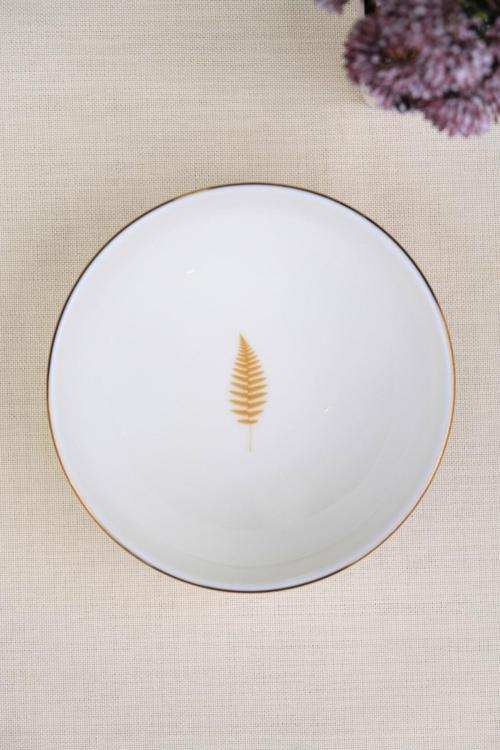 Porselen Natura Fern Altın Yaldız Kase 13,50cm Tekli