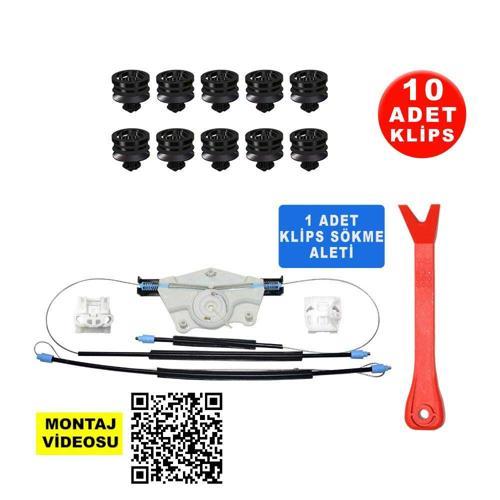 VW Golf 4 Bora 1998-2005 Sağ Ön Cam Kriko Tamir Seti Plastik Ayaklı Sarmalı 1J4837462