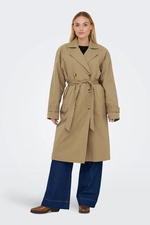 Kadın Onlorchıd Belden Bağlamalı Uzun Trençkot 15355443 Kahverengi