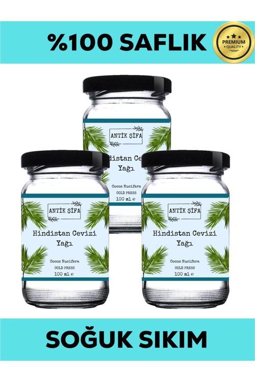 %100 Saf Hindistan Cevizi Yağı - Soğuk Sıkım (3 X 100 Ml)
