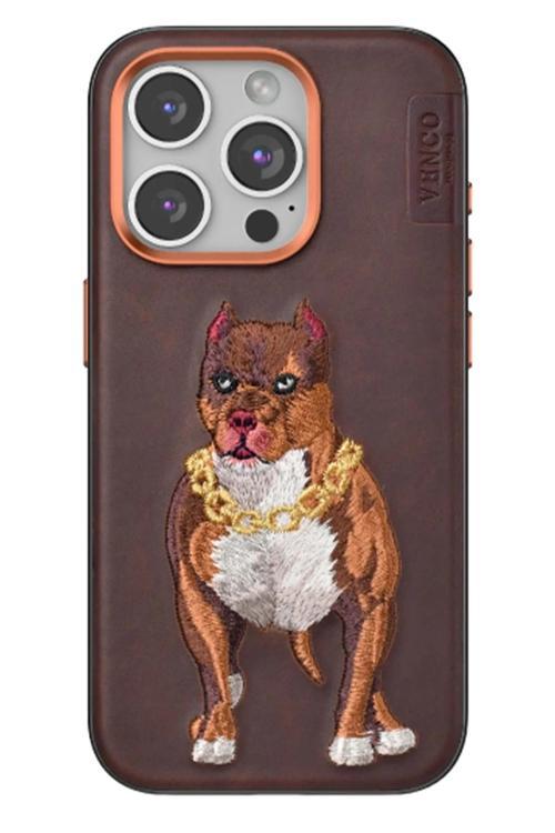 iPhone 15 Pro Perma Desenli Kapak - Kahverengi-(5796)