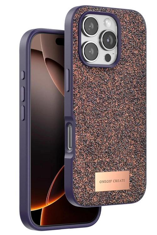 iPhone 16 Pro Bright Simli Kapak - Derin Mor-(5796)