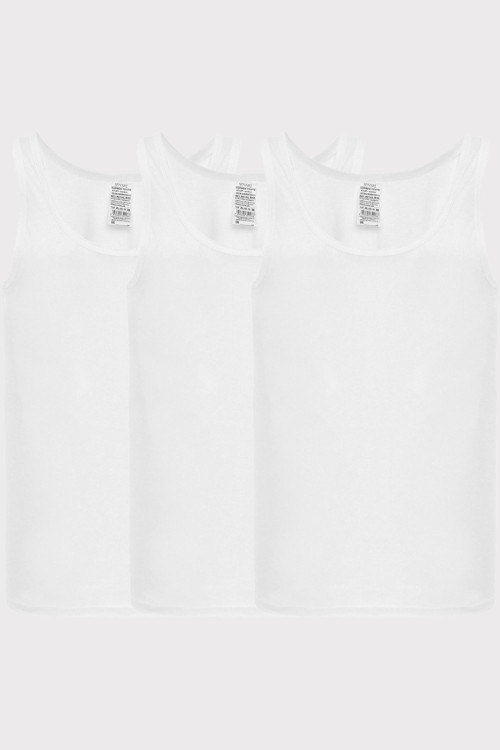 3 Adet Rahat Kalıp %100 Pamuk Beyaz Atlet