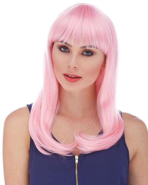 Soft Pembe Renk Uzun Düz Parti Peruğu (5250)