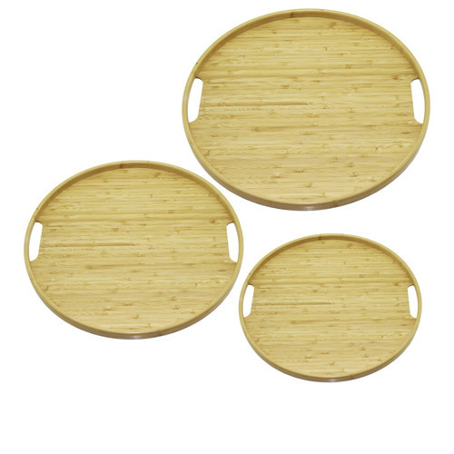 YUVARLAK - 3 BOY BAMBU AHŞAP TEPSİ SETİ 30--35--38CM (5250)