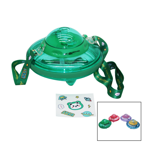 UFO MODELİ RENKLİ MİKA KRİSTAL SULUK MATARA PİPETLİ - TAŞIMA ASKILI 550ML ( HERHANGİ BİR RENK  GÖNDERİLİR )  (5250)