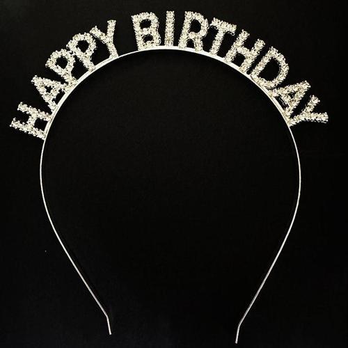 Gümüş Kristal Taşlı Happy Birthday Doğum Günü Tacı İthal Ürün A Kalite 17x16 cm (5250)