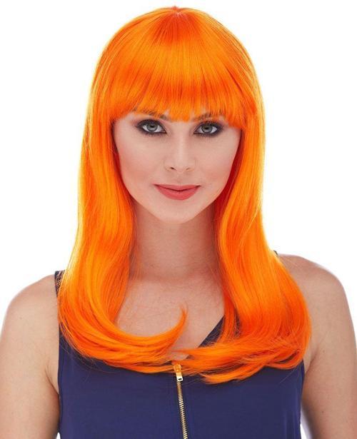 Turuncu Renk Uzun Düz Parti Peruğu (5250)