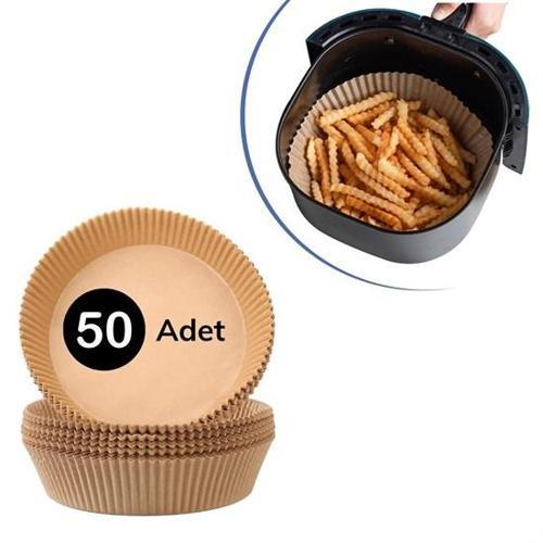 50 Adet Air Fryer Pişirme Kağıdı Tek Kullanımlık Hava Fritöz Yağ Geçirmez Yapışmaz Tabak Model (5250)