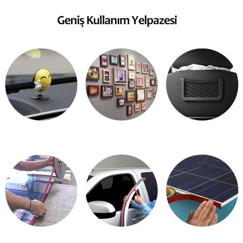 2 Metre Güçlü Yapışkanlı Çift Taraflı Slikon Pratik Şeffaf Bant (5250)