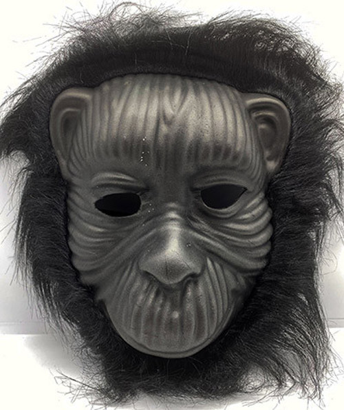 Siyah Renk Eva Goril Maskesi - Siyah Peluşlu Tüylü Orangutan Maskesi (5250)
