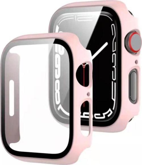 Watch 7 Uyumlu 45mm Için Tpu Çerçeveli Ekran Koruyuculu Ön Çerçeve Kılıf Pembe