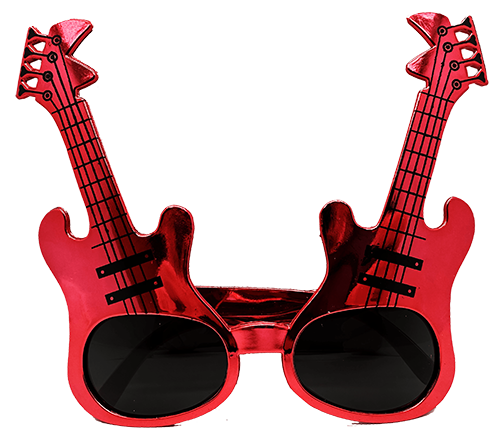 Kırmızı Renk Rockn Roll Gitar Şekilli Parti Gözlüğü 15x15 cm (5250)
