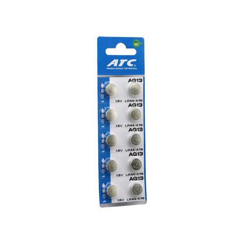 ATC ALKALİNE BUTTON BATTERY AG13 LR-44/A76 DÜĞME PİL ALKALİN 1.5V 10LU KART (5250)