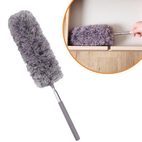 140 Cm Teleskopik Uzatılabilir Mikrofiber Yumuşak Başlıklı Gri Toz Alma Fırçası  Toz Püskülü (5250)