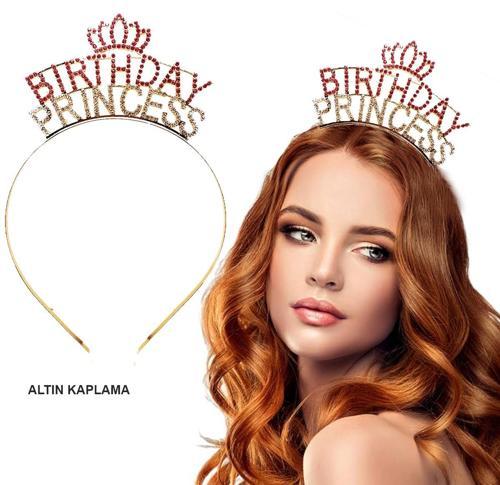 Birthday Princess Kristal Taç – Altın Kaplama (5250)