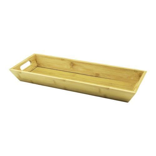 DİKDÖRTGEN ÇİFT KULPLU AHŞAP BAMBU SUNUM TEPSİSİ =16X40CM - DERİN=4CM (5250)