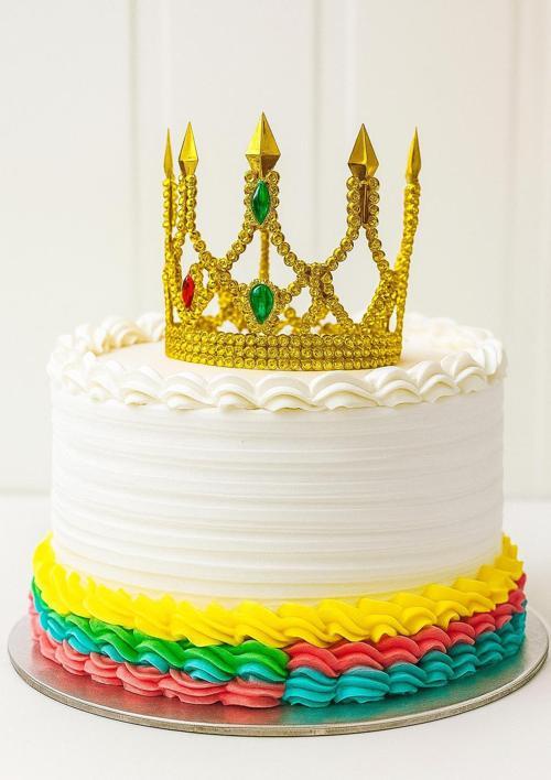 Altın Işıltılı İnce Pasta Tacı Pasta Üstü Taç Plastik Malzeme 8x8 cm (5250)