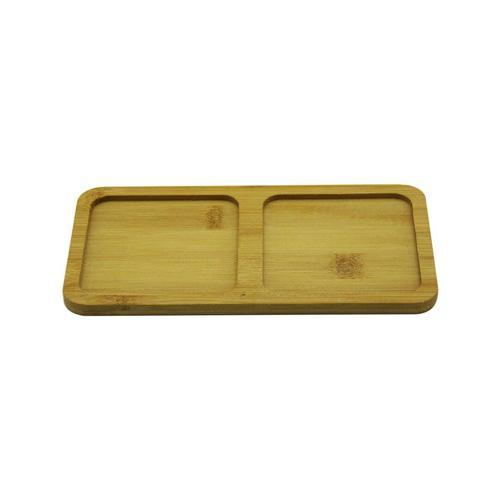 DİKDÖRTGEN - 2 BÖLMELİ - 10X19.5CM  AHŞAP BAMBU YAĞDANLIK ALTLIK (5250)