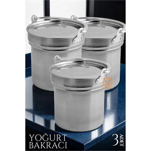 Turk Paslanmaz Çelik Yoğurt Bakracı 3 ADET 5 Lt