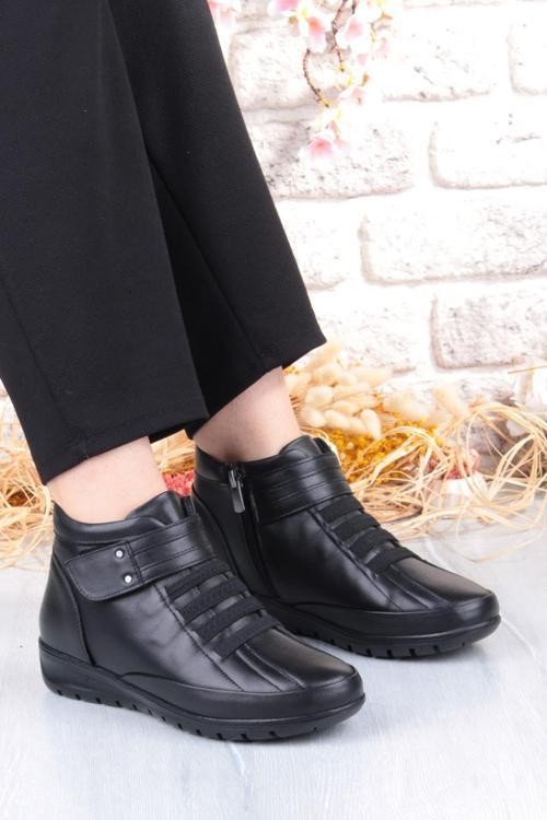 7118 Rahat Esnek Kaymaz Taban Yumuşak Hakiki Deri Kadın Bot