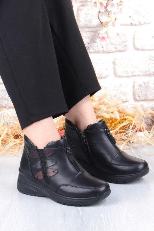 Z014 Rahat Esnek Kaymaz Taban Yumuşak Hakiki Deri Kadın Bot