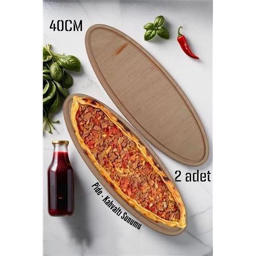 Turk Ahşap Pide Sunum ve Kesim Tahtası 2 adet 40 Cm