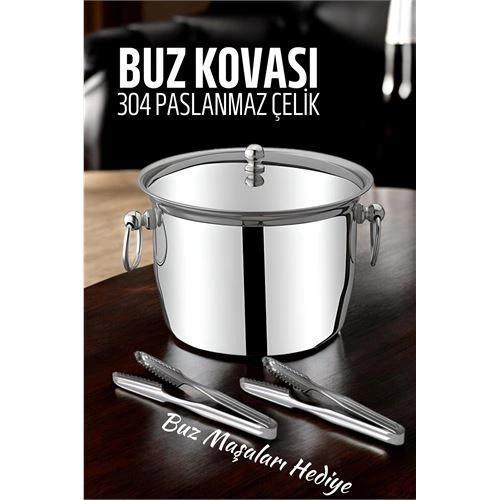 Turk Buz Kovası 304 Paslanmaz Çelik ve Buz Maşası Seti Buz Termosu