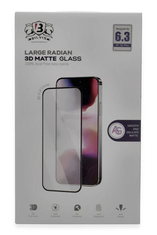 iPhone 16 Pro Max Bilvis 3D Mat Cam Ekran Koruyucu-(5796)