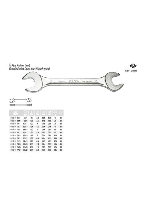 18X19 Iki Ağız Anahtar 0150 01 1819