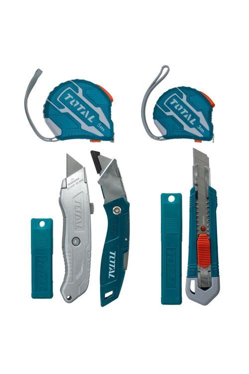 Tos23037E Şerit Metre Ve Maket Bıçağı Falçata Seti 7 Parça