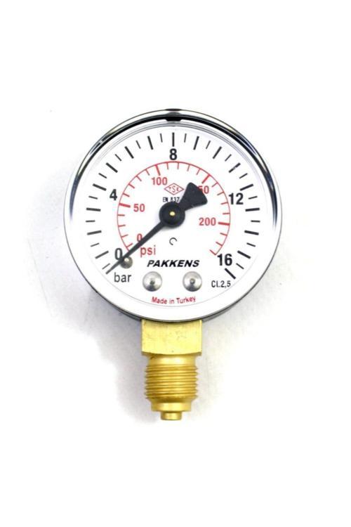 Çap 63 0/16 Bar Kuru Tip Basınç Ölçer, Manometre, Basınç Göstergesi 1/4''