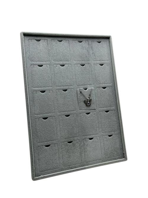 Dikine Süet Kumaş Gri 34-24 Cm Ayaklı 20 Pedli Kolye Tabla Stand