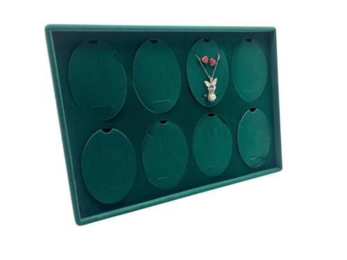 Süet Kumaş Yeşil 34-24 Cm Ayaklı 8 Pedli Kolye Tabla Stand