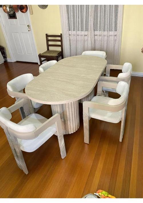 Luci İskandinav Tarzı 6 Sandalyeli Oval Masa Takımı
