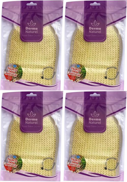 Palmiye Lifi Örme Banyo Eldiveni (15*24CM) MS-04 (4 Lü Set)