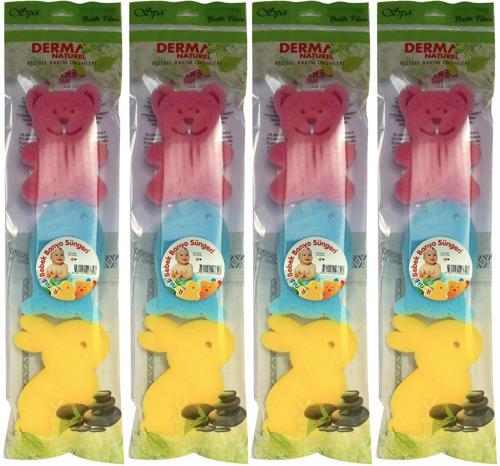 3 Lü Renkli Bebek Banyo Süngeri (4 Lü Set)