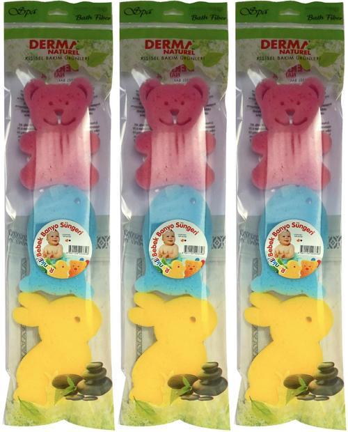 3 Lü Renkli Bebek Banyo Süngeri (3 Lü Set)