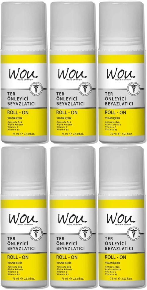 Wou World Of Unique Roll-On Unisex Deodorant 75ML Ter Önleyici Beyazlatıcı (6 Lı Set)