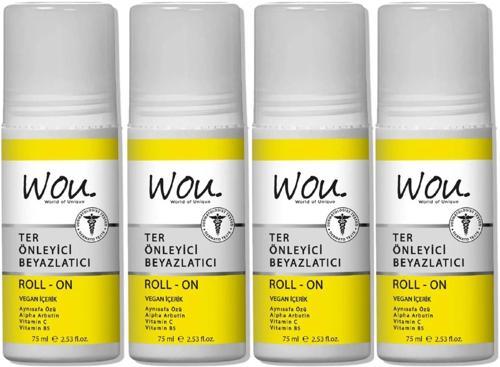 Wou World Of Unique Roll-On Unisex Deodorant 75ML Ter Önleyici Beyazlatıcı (4 Lü Set)
