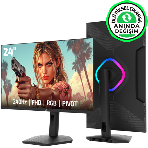Lunis L20 24'' 240Hz 0.5Ms VA FHD RGB Pivot Gaming Monitör (Sıfır Ölü Piksel Garantili)